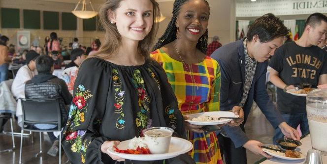 Attendees enjoyed a meal featuring food from across the globe.